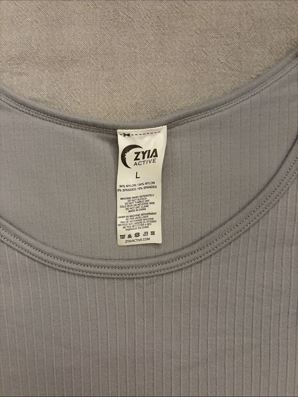ZYIA Light Gray Parallel Tank - Picture 2 of 4